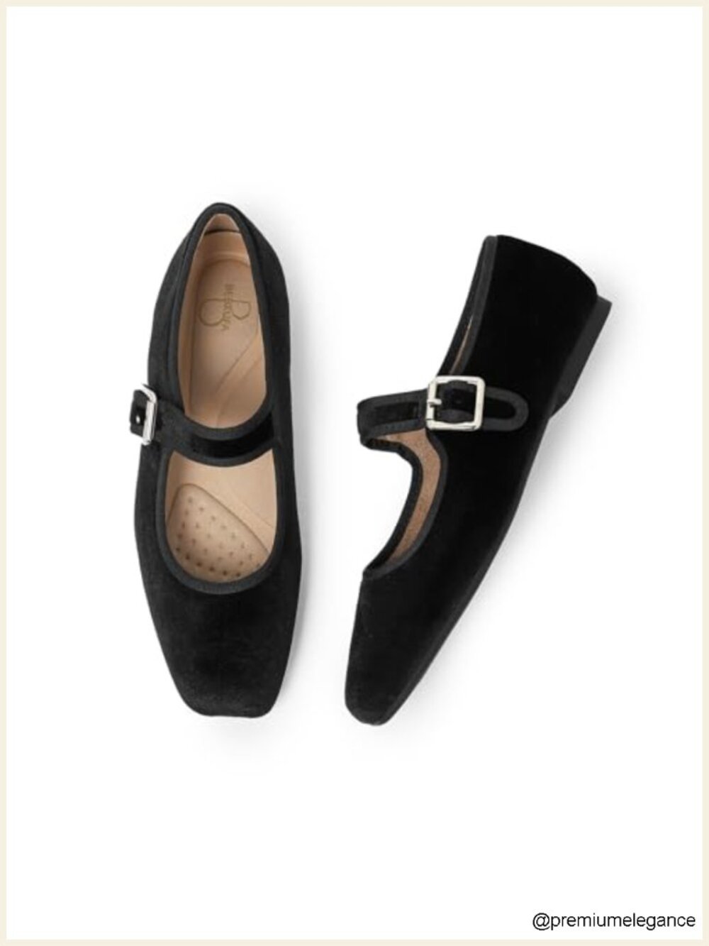 Women's Square Toe Ballet Flats - Mary Jane Shoes with Adjustable Strap, Faux